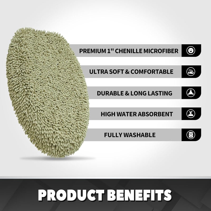 TREETONE Shaggy Chenille Bathroom Toilet Lid Cover, Ultra Soft Plush Seat Covers, Fluffy Absorbent, 19x21 Inches, Standard Toilet Lids for Bathroom Machine Wash & Dry, Sage Green - Image 4